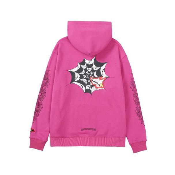 Rose Pink Spiderweb Lips Chrome Hearts Hoodie 820efc057d500817032af414a05baacc