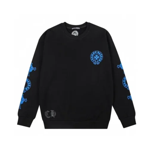 imgi 60 Chrome Hearts Blue Logo Crewneck Sweatshirt Black 510x510 1